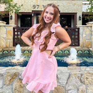 Peach/Pink mini ruffle Dress